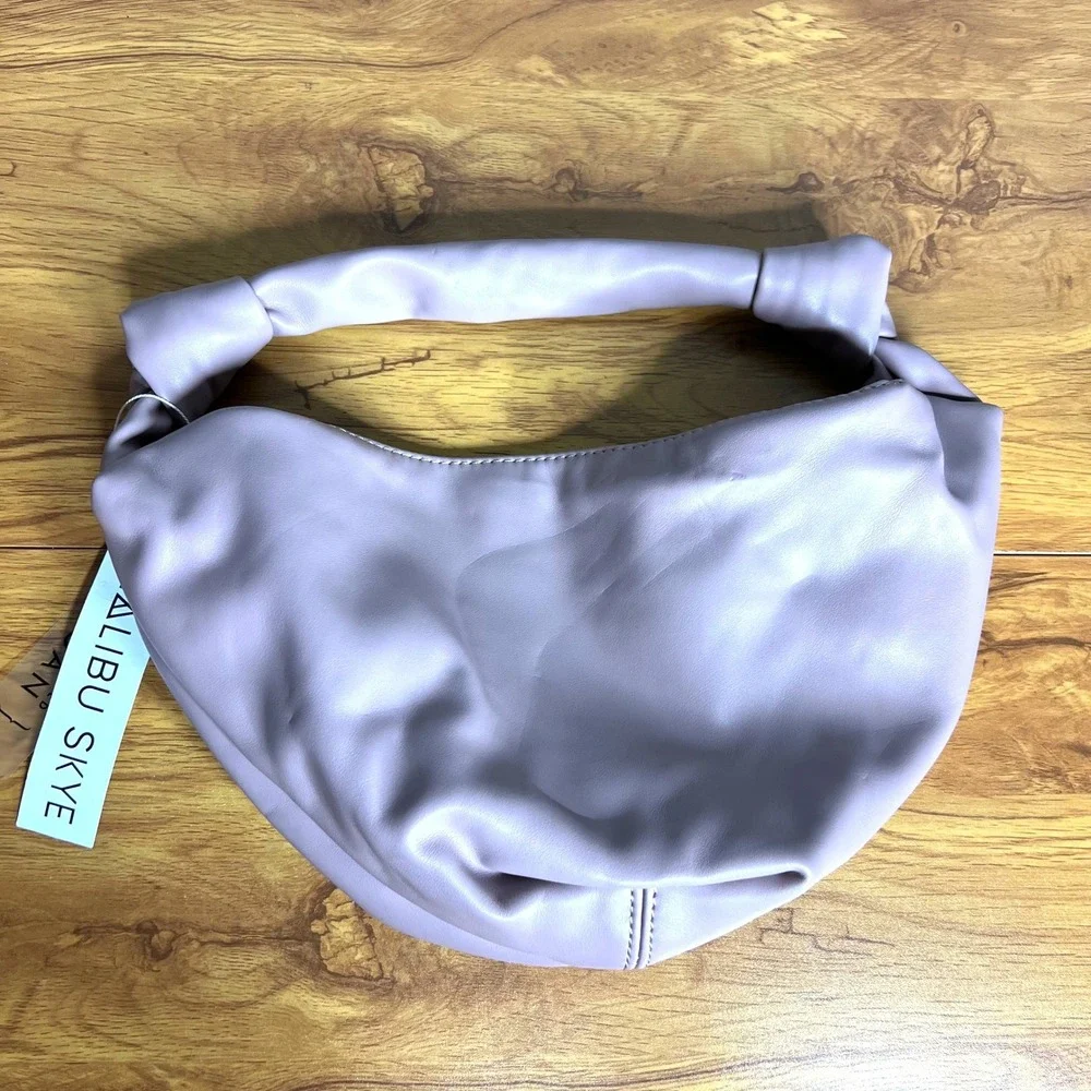 Malibu Skye Handbag Light Pink Vegan Leather Knotted Hobo Shoulder Bag NWT